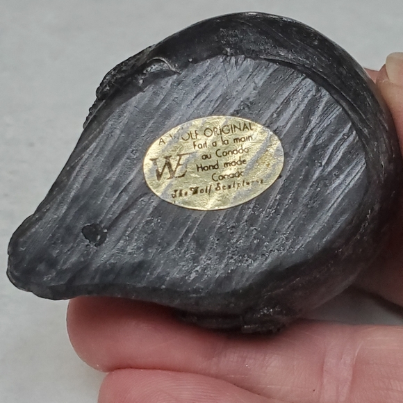 Wolf Original Owl Soapstone Sculpture Vintage Canadain Sculpture - Picture 6 of 10